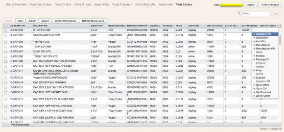 Parts Library is like an address book for your components.